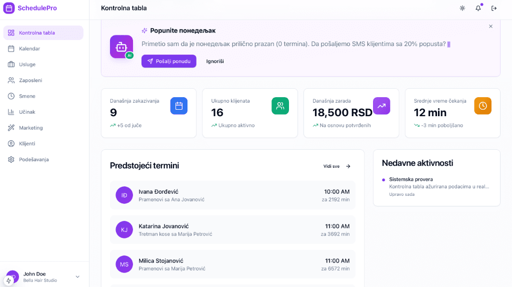 SchedulePro Dashboard